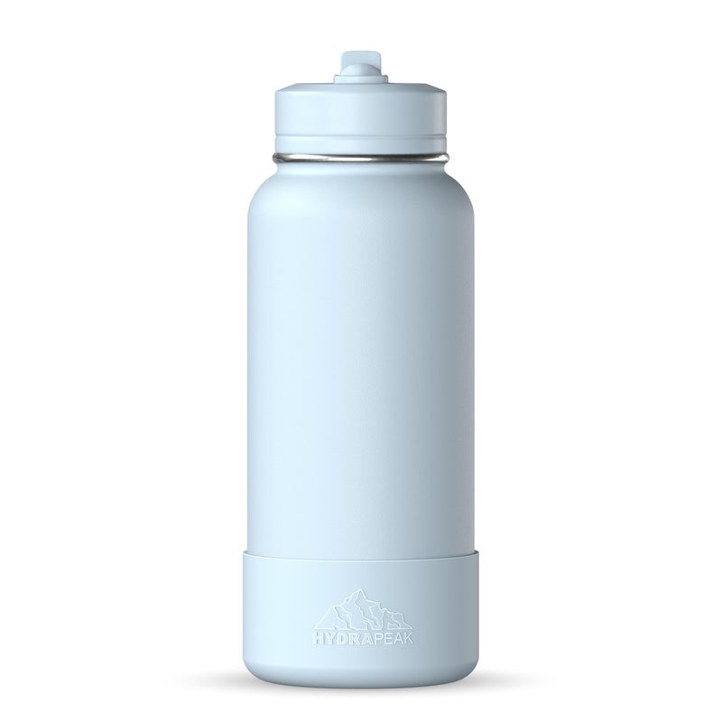 Hydrapeak 32oz Sport Insulated Water Bottle with Straw or Chug Lid Leak  Spill Proof Keeps Drinks Cold for 24 Hours Hot for 12 Hours Premium Stainless Steel Water Bottles 32oz Powder Blue