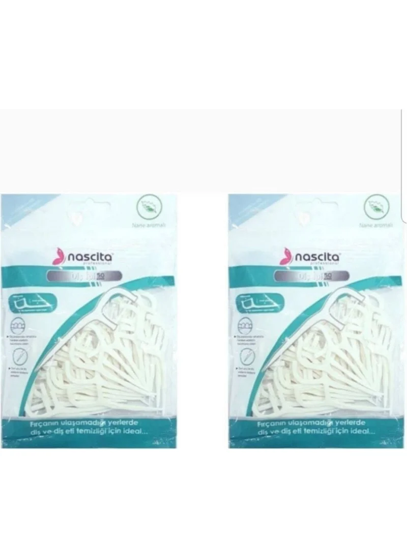 ناسكيتا Mint Flavored Double-Sided Dental Floss with Toothpicks 50 x 2 Pack