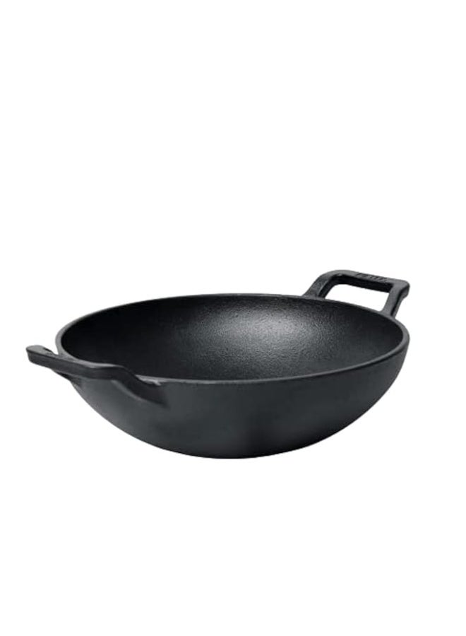 Meyer Pre Seasoned Cast Iron Kadai Without Lid | Iron Kadai for Cooking | Cast Iron Kadhai | Induction Kadai | Deep Frying Kadai | Heavy Bottom Iron Kadai, 26cm, Black - Image 1