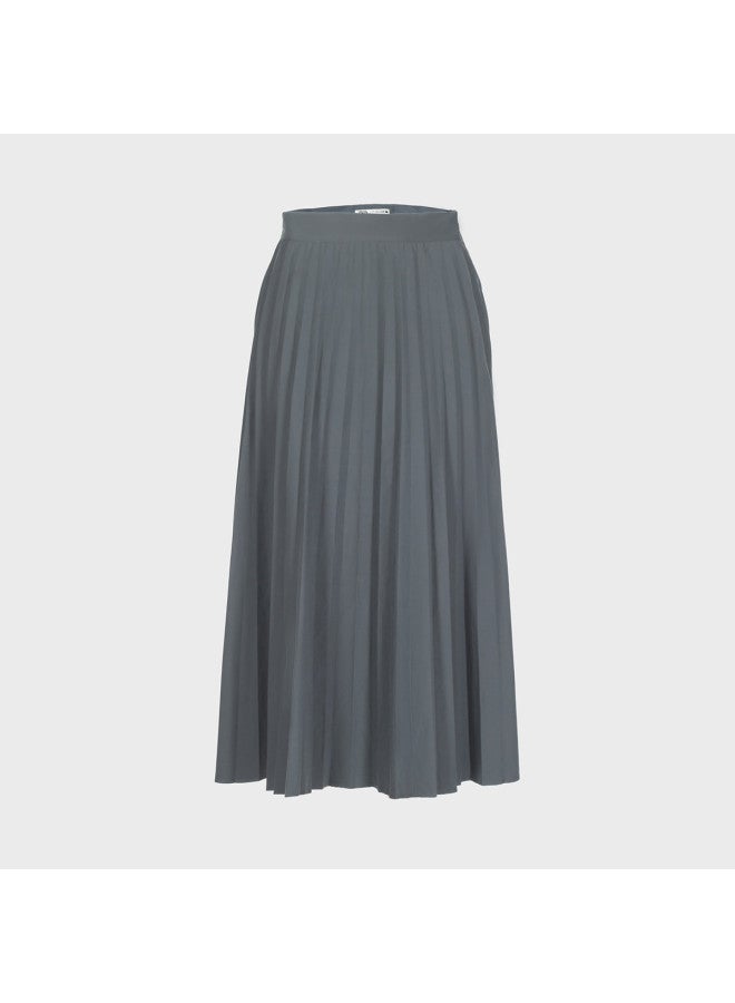 Zara Solid Color High Waist Pleated Midi Skirt - Image 2