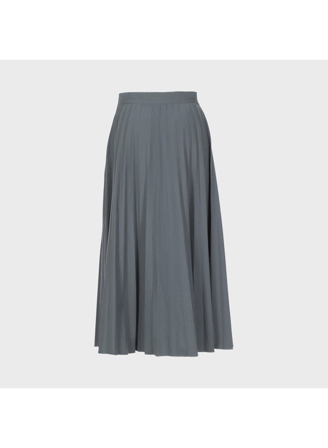 Zara Solid Color High Waist Pleated Midi Skirt - Image 3