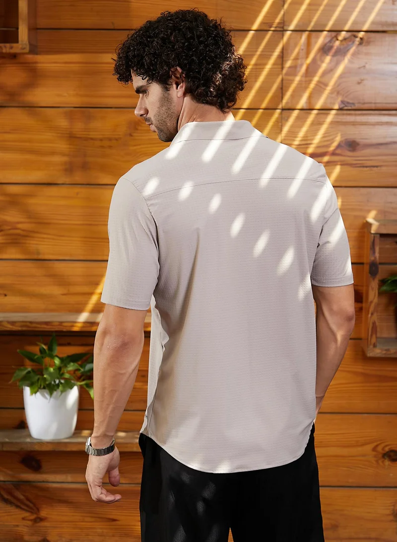 كامبوس سوترا Men's Coin Grey Seamless Waffle Shirt
