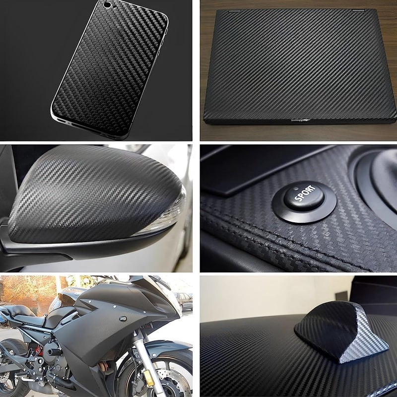 KAPIX Self Adhesive 4D Vinyl Carbon Fiber Textured Sheet Roll for Cars and Motorcycles, Interior/Exterior DIY Decoration | Black Carbon Fiber || (1 x 3 Ft, Carbon Wrap Film) - Image 5