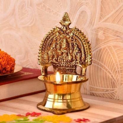 ROLIMOLI Pure Brass Laxmi Kamakshi Diya Oil Lamp for Home Mandir Decoration Dia Special for Navratri (Height : 9cm | Weight : 78gm approxe) - Image 3