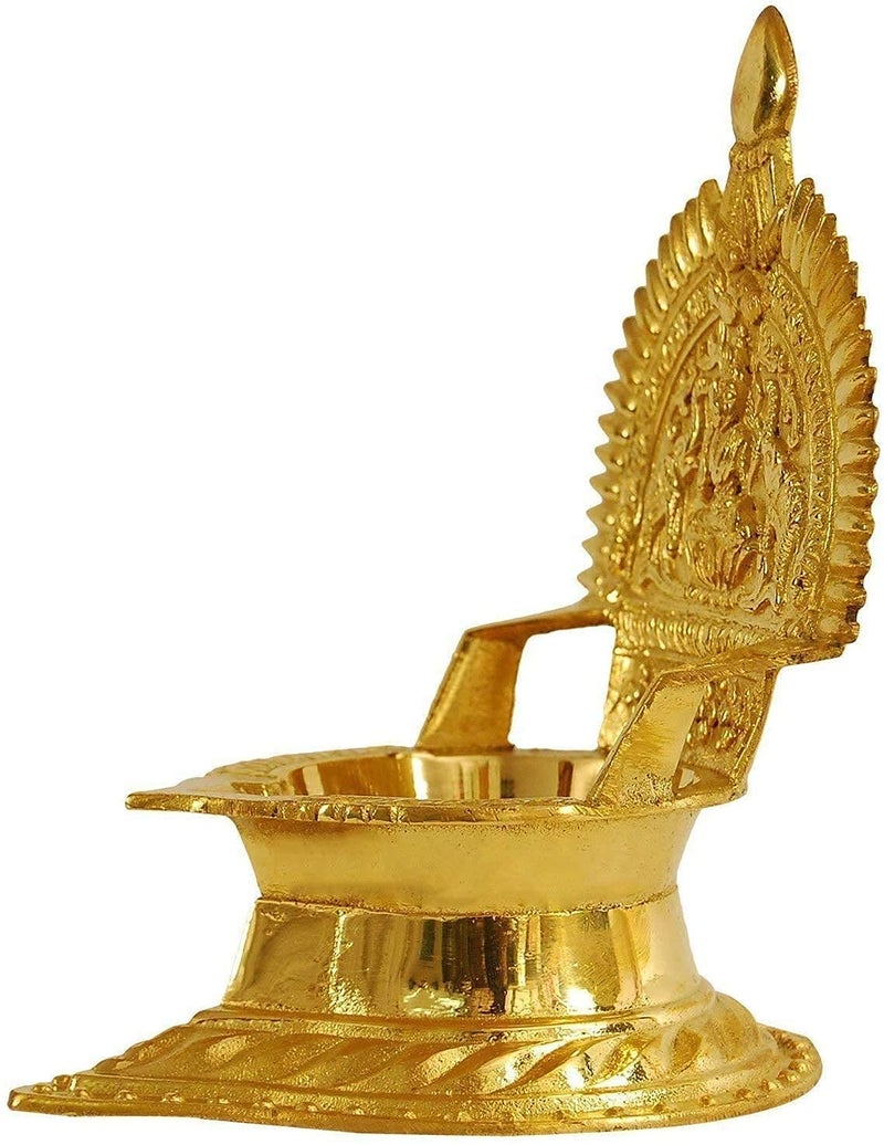 ROLIMOLI Pure Brass Laxmi Kamakshi Diya Oil Lamp for Home Mandir Decoration Dia Special for Navratri (Height : 9cm | Weight : 78gm approxe) - Image 2