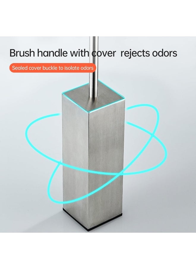 BRIMIX BRIMIX Toilet Brush with Holder Set Stainless Steel 304 Toilet Cleaning Brush for Bathroom Square Floor Standing Toilet Bowl Brush  - Image 5