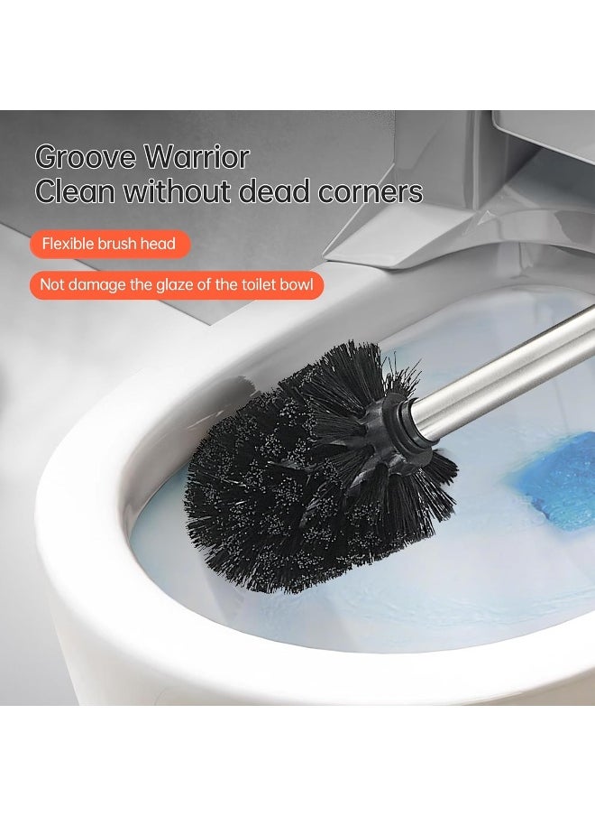 BRIMIX BRIMIX Toilet Brush with Holder Set Stainless Steel 304 Toilet Cleaning Brush for Bathroom Square Floor Standing Toilet Bowl Brush  - Image 4