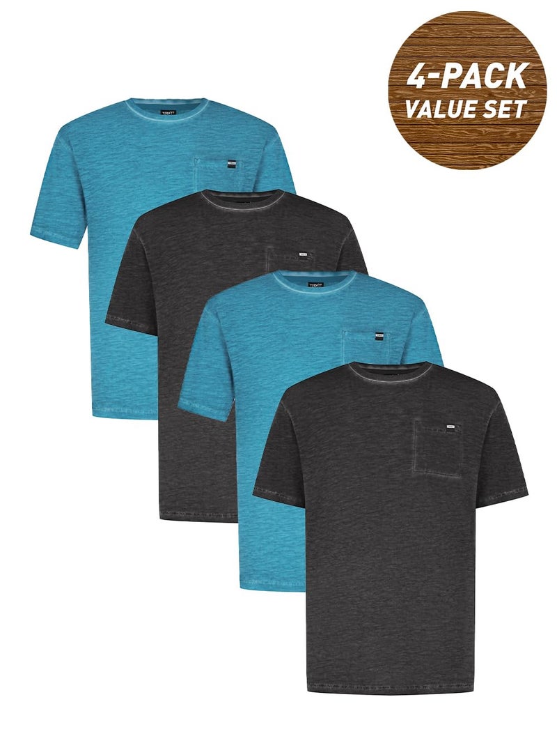 Termit Men's 4-Pack T-Shirts – Cotton Fabric, Straight Cut with Chest Pocket, Comfortable & Stylish - Image 2