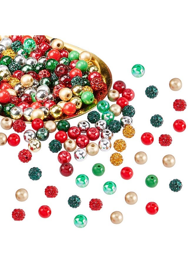 NBEADS About 180 Pcs 8mm Mixed Christmas Beads, Assorted Material Glass Loose Beads Spacer Beads for DIY Bracelet Necklace Earring Jewelry Making, Hole:1-2mm - Image 1