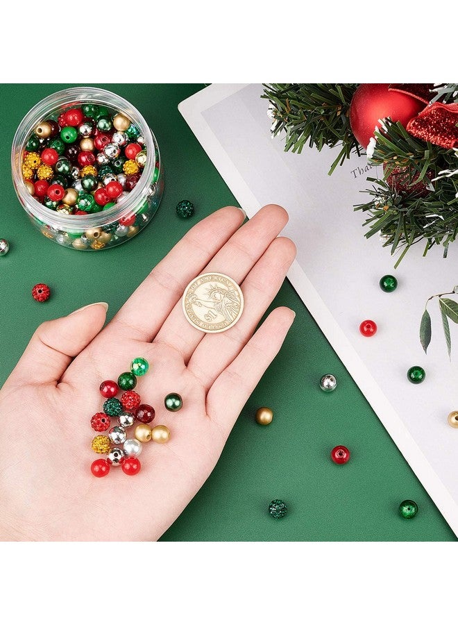 NBEADS About 180 Pcs 8mm Mixed Christmas Beads, Assorted Material Glass Loose Beads Spacer Beads for DIY Bracelet Necklace Earring Jewelry Making, Hole:1-2mm - Image 5