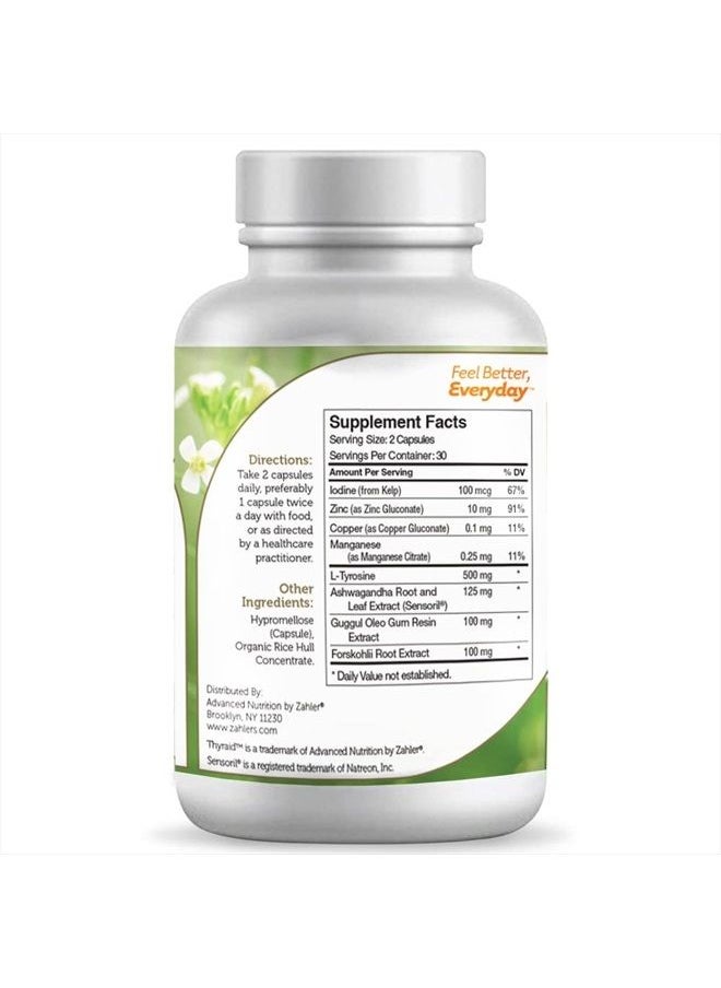 Thyraide, Thyroid Support Supplement with Iodine and L-Tyrosine, Helps Maintain Thyroid Health & Metabolism, Certified Kosher, 60 Capsules
