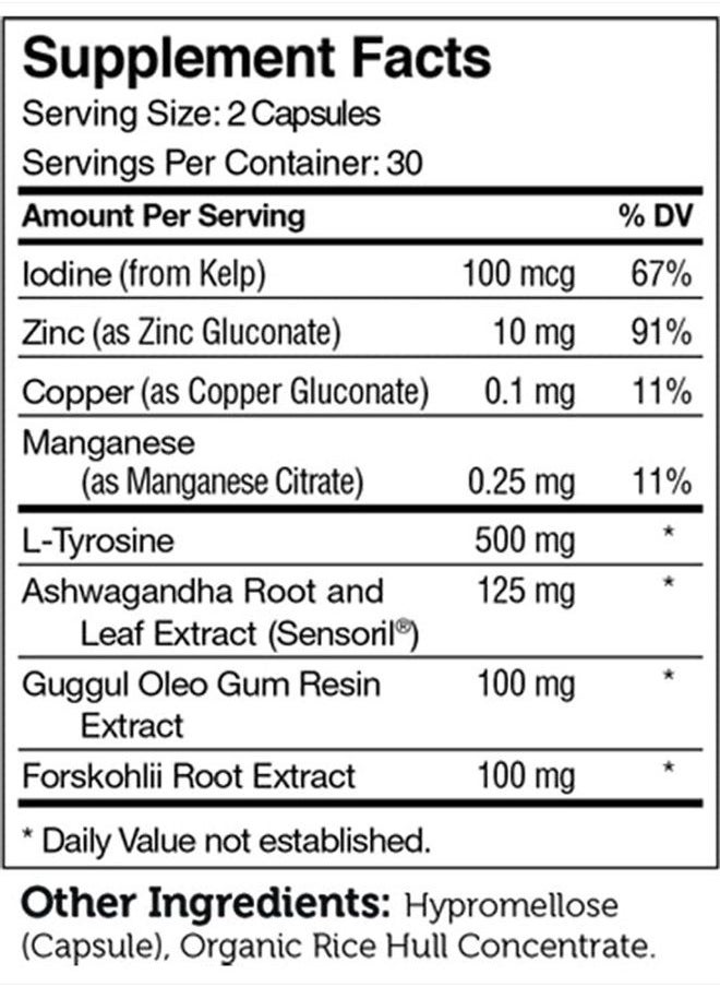 Thyraide, Thyroid Support Supplement with Iodine and L-Tyrosine, Helps Maintain Thyroid Health & Metabolism, Certified Kosher, 60 Capsules