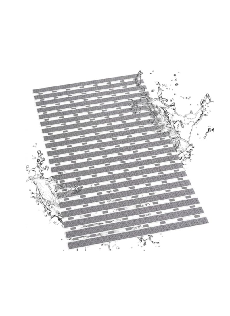 دواسة بانيو سيليكون مانعة للانزلاق، مشاية حمام بفتحات تصريف - رمادي - 69x39 سم - Image 1