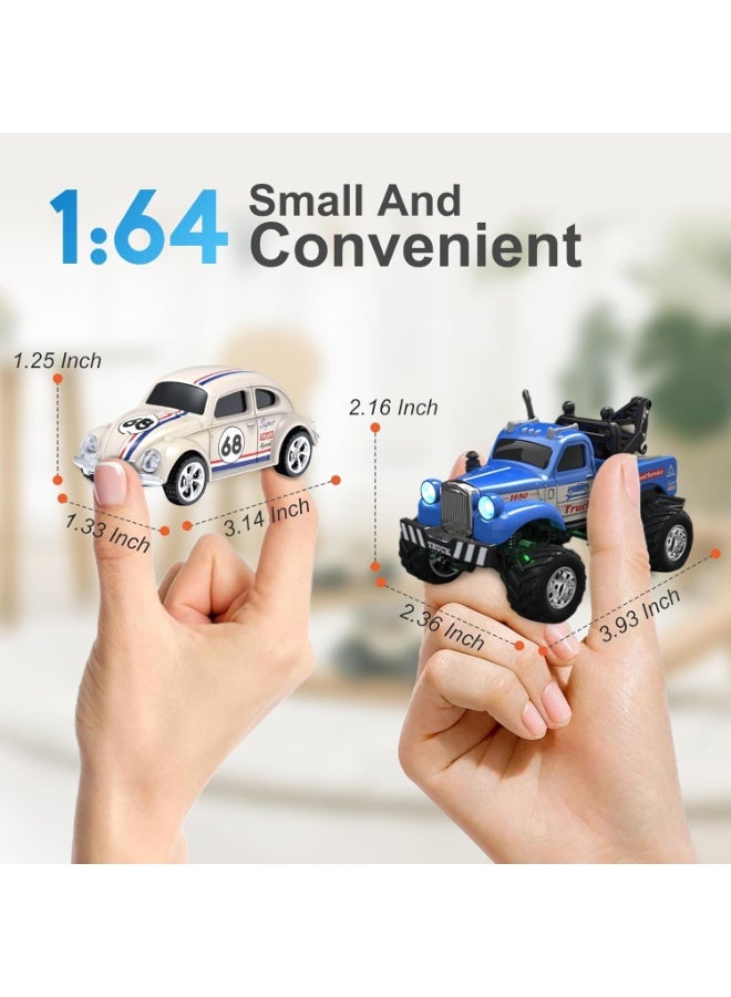 DEERC RC Car, 1:64 Scale Alloy Mini Truck with LED Lights 2.4Ghz Remote and App Control 3-Speed Adjustable Pocket Toy Car for Kids Adults Indoor Outdoor Play Blue Not Include White Car - Image 3