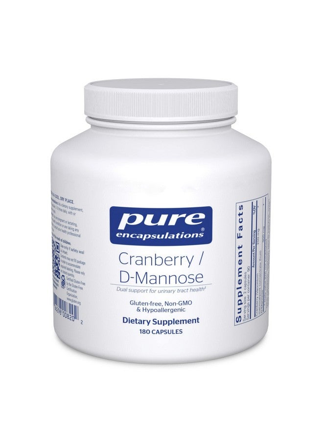كبسولات Pure Encapsulations Cranberry D-Mannose - يدعم صحة المسالك البولية* - مع مواد صلبة من فاكهة التوت البري - مكمل غذائي نباتي وغير معدل وراثيًا - 180 كبسولة - Image 1