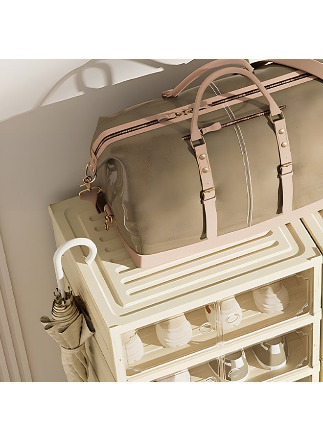 Noon East Pack of 9 - 1 Tall + 8 Short Sturdy Clear Shoe Storage Organizer, Stackable Boxes for Closet, Foldable Space-Saving Shoe Rack for Sneaker Boot Container - Image 5