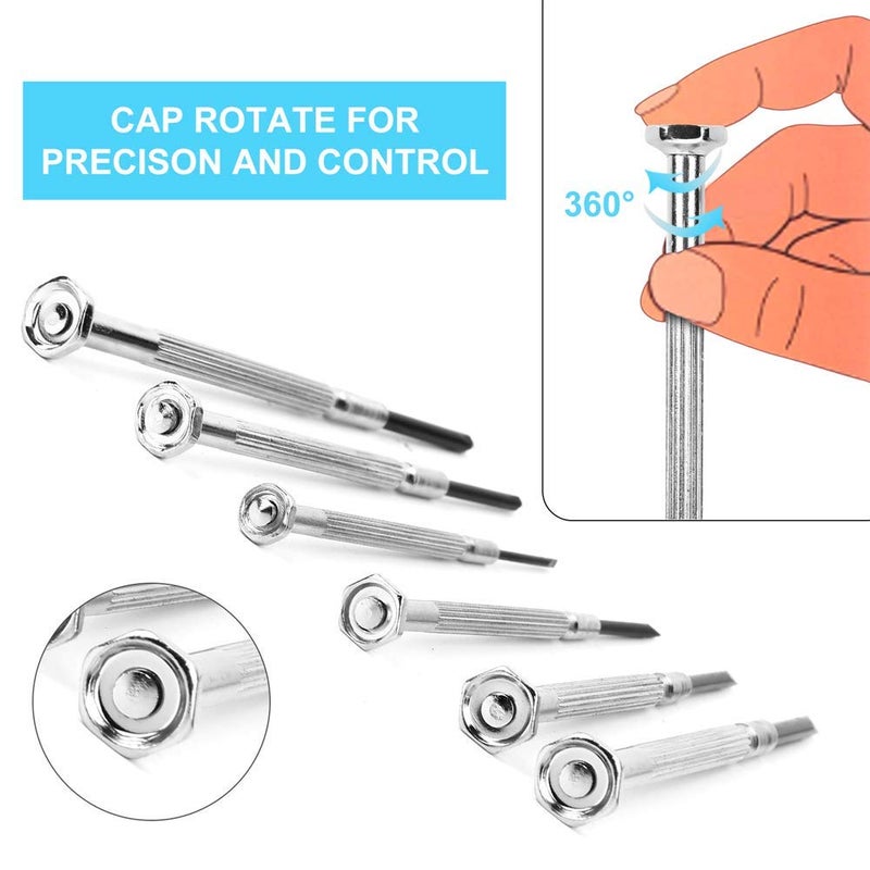 DIY Crafts DIY Crafts Precision Screwdriver Set (SET OF 6 WITH CASE) Flathead & Philips in 6 Different Sizes - Perfect Mini Screwdriver Bits for Jewelry Repair, Watch Repair, Eyeglass Repair (DNo#4, Multi Kit)  - Image 2