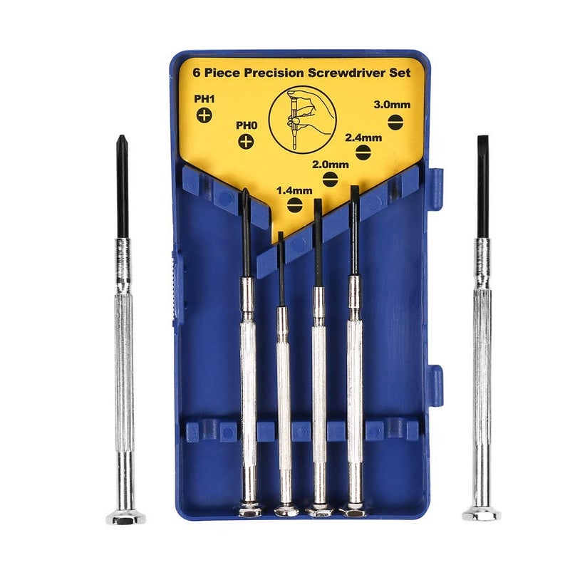 DIY Crafts DIY Crafts Precision Screwdriver Set (SET OF 6 WITH CASE) Flathead & Philips in 6 Different Sizes - Perfect Mini Screwdriver Bits for Jewelry Repair, Watch Repair, Eyeglass Repair (DNo#4, Multi Kit)  - Image 1