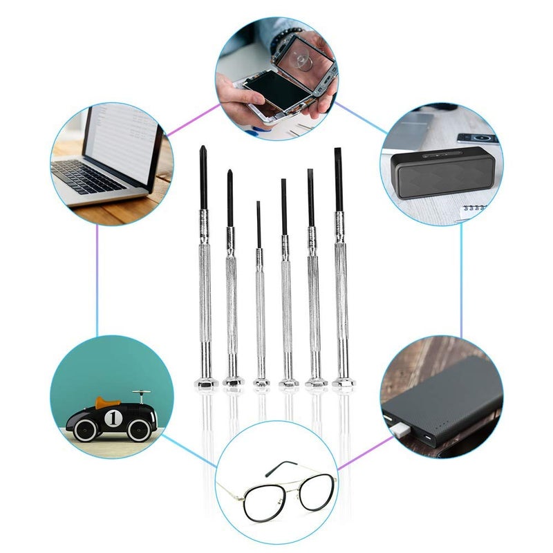 DIY Crafts DIY Crafts Precision Screwdriver Set (SET OF 6 WITH CASE) Flathead & Philips in 6 Different Sizes - Perfect Mini Screwdriver Bits for Jewelry Repair, Watch Repair, Eyeglass Repair (DNo#4, Multi Kit)  - Image 4
