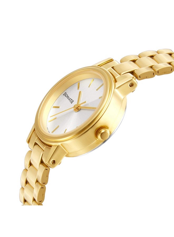 سوناتا ساعة سوناتا إسينشالز للنساء بمينا بيضاء وحزام من الفولاذ المقاوم للصدأ - NS8096YM06 - Image 3
