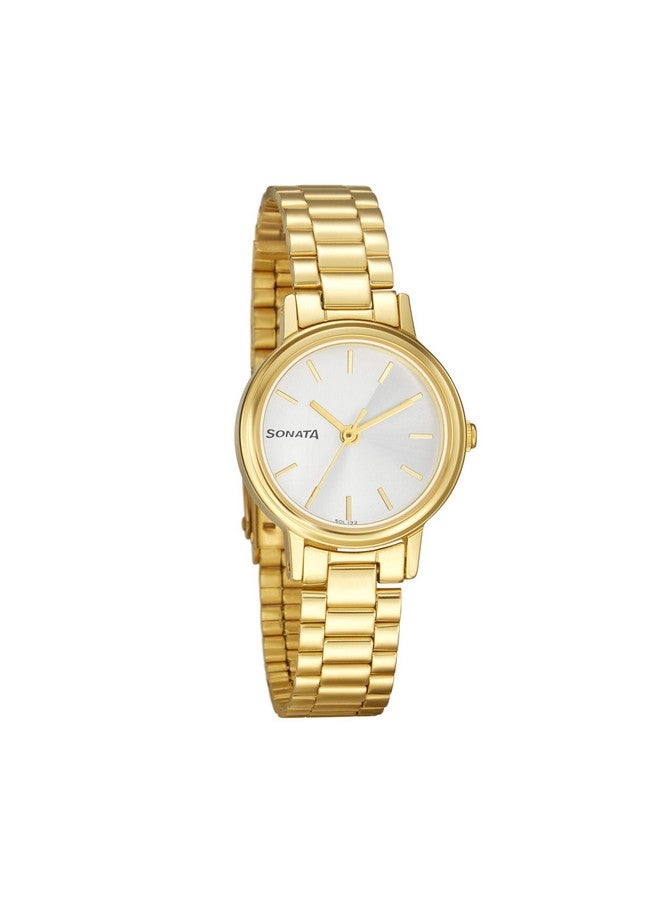 سوناتا ساعة سوناتا إسينشالز للنساء بمينا بيضاء وحزام من الفولاذ المقاوم للصدأ - NS8096YM06 - Image 1