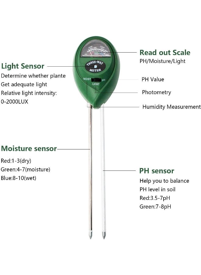 PH Tester Meter Soil Moisture Humidity Meter Sunlight Light Monitor Hydroponics Flower Garden Plant Acidity Hygrometer 3 in 1