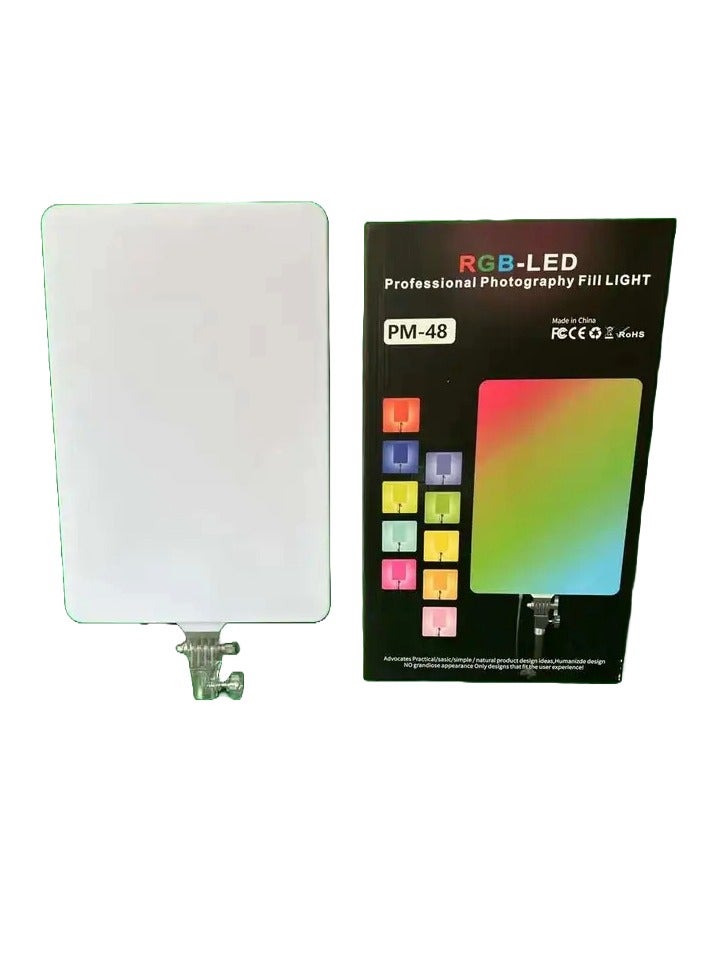 ضوء ملء الألوان PM-48 RGB على حامل ثلاثي القوائم ملون للتصوير الفوتوغرافي RGB لاستوديو البث المباشر - Image 1