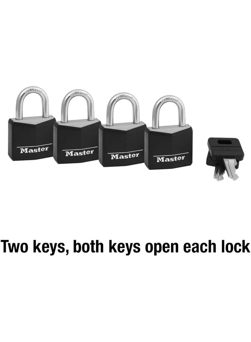 Master Lock Master Lock Black Outdoor Key Lock, Standard Weather Resistant Padlock with Cover, Keyed Alike Padlocks for Lockers, Fences, Sheds, or Other Equipment, 4 Pack, 131Q  - Image 4