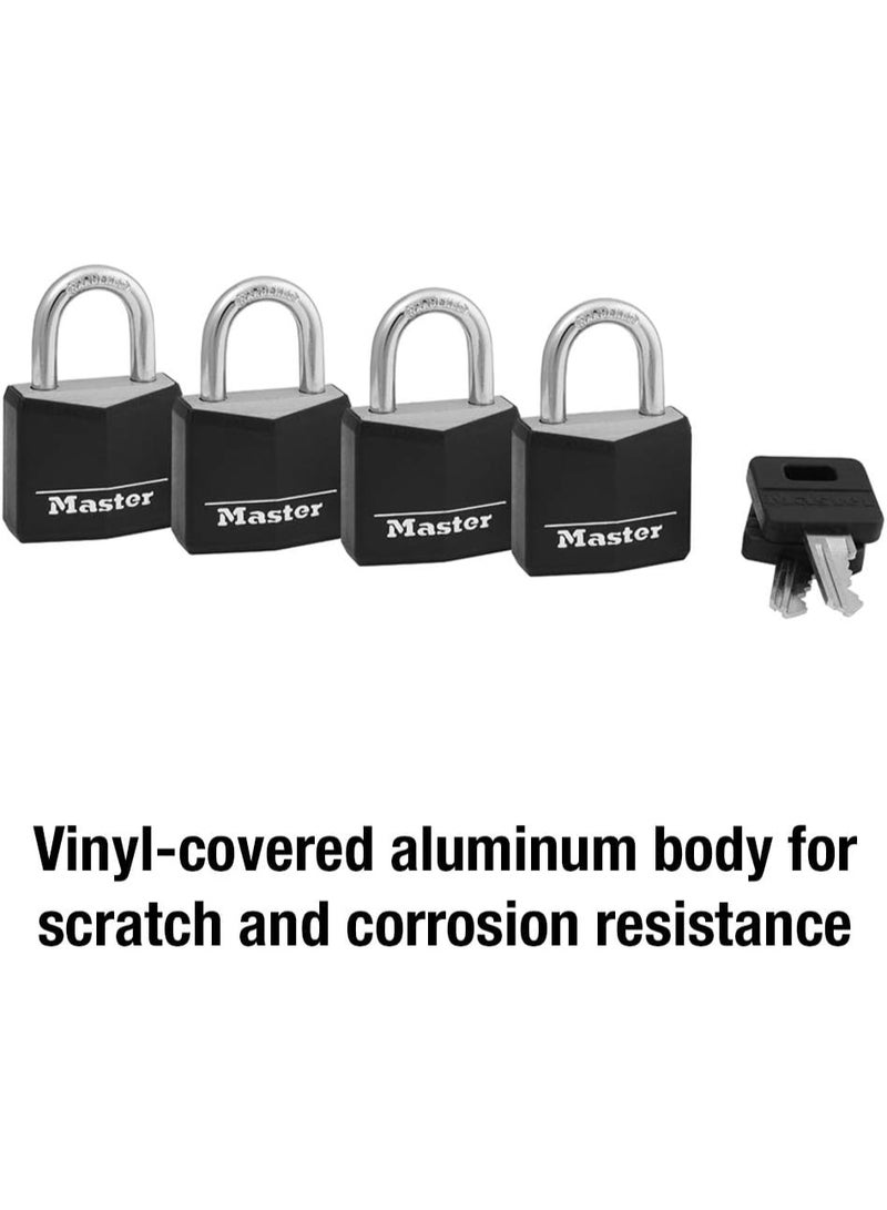 Master Lock Master Lock Black Outdoor Key Lock, Standard Weather Resistant Padlock with Cover, Keyed Alike Padlocks for Lockers, Fences, Sheds, or Other Equipment, 4 Pack, 131Q  - Image 1