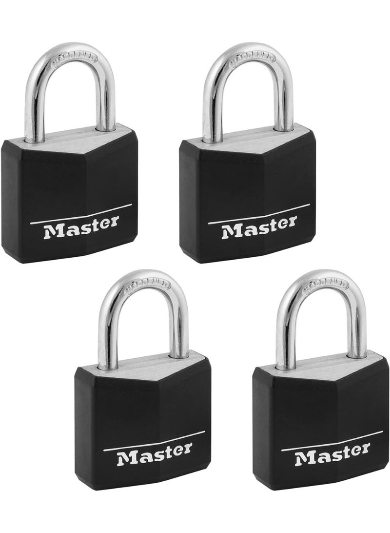 Master Lock Master Lock Black Outdoor Key Lock, Standard Weather Resistant Padlock with Cover, Keyed Alike Padlocks for Lockers, Fences, Sheds, or Other Equipment, 4 Pack, 131Q  - Image 3