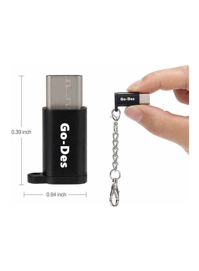 GO-DES USB-C Male To Micro USB Female Charger Connector With Keychain Black - Image 3