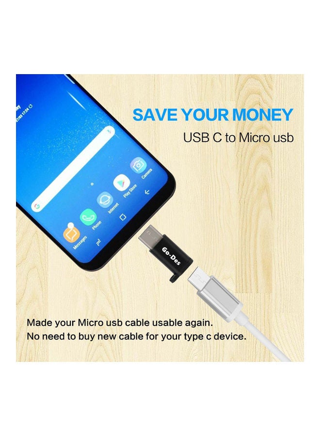 GO-DES USB-C Male To Micro USB Female Charger Connector With Keychain Black - Image 4