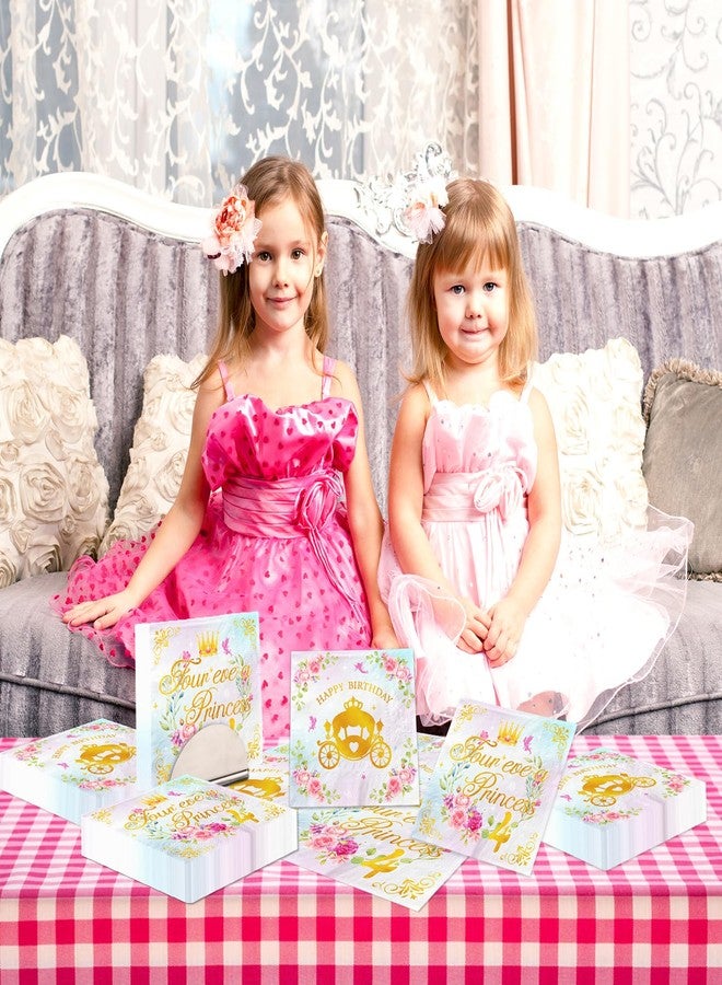 Cextoga Four Ever A Princess Birthday Decorations,48pcs Fourever A Princess Birthday Decorations Girl Napkins Watercolor Pastel 4th princess Paper Napkins for Girl Birth Day Decorations - Image 3