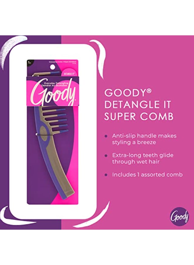 Goody Styling Essentials Detangling Comb Color May Vary Suitable for All Hair Types Fine Tooth Comb Detangles Wet or Dry Hair Styling Accessories for Women Men Boys and Girls - Image 4