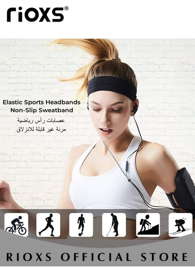 ريوكس - ربطة الرأس الرياضية، 4 حزم ربطات الرأس الصلبة اللون، ربطة الرأس المرنة للرجال والنساء، ربطة العرق غير انزلاقية لليوغا بيلاتيس تشغيل الجمباز تمرين بيسبول اللياقة أو ارتداء غير رسمي - Image 1