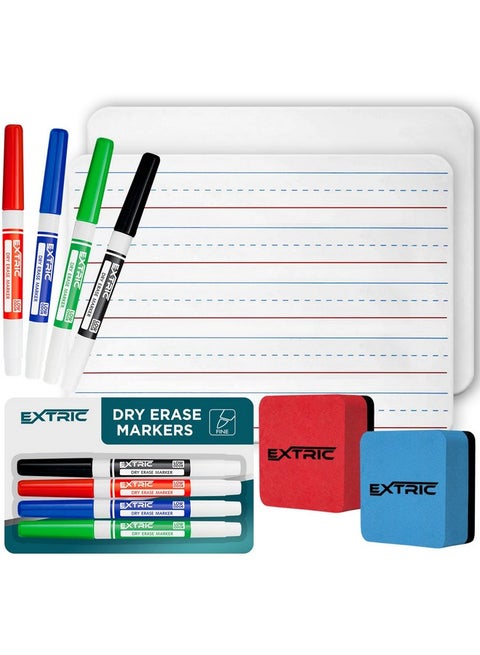Dry Erase Board For Kids And Dry Erase Markers Set, 2 Small Dry Erase Boards, White Board 4 Dry Erase Markers Fine Tip And 2 Mini Dry Erase Eraser, Small White Board And Dry Erase Markers With Eraser