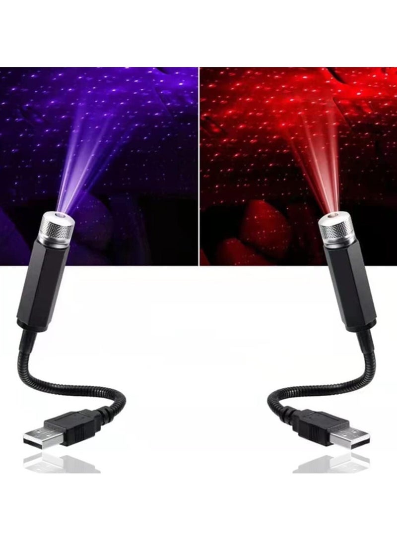CMGTYYD 2pcs Mini LED Star Projector Lights, Durable Mini USB Plug Romantic Star Projector Lights for Car, Bedroom, Living Room, Party (Red and Purple), Decorative Lighting - Image 1