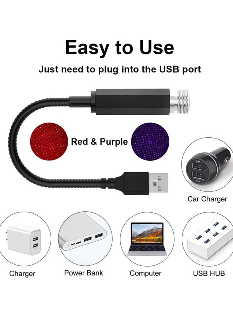 CMGTYYD 2pcs Mini LED Star Projector Lights, Durable Mini USB Plug Romantic Star Projector Lights for Car, Bedroom, Living Room, Party (Red and Purple), Decorative Lighting - Image 5