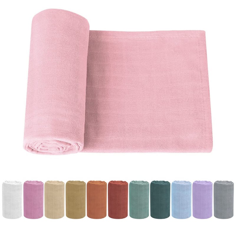 Knirose Organic Cotton Newborn Baby Swaddle Blanket Unisex Swaddle Wrap Soft Silky Muslin Swaddle Blankets Neutral Receiving Blanket for Newborn Boys and Girls Large 47 x 47 inches(120x120cm) (LightPink) - Image 1