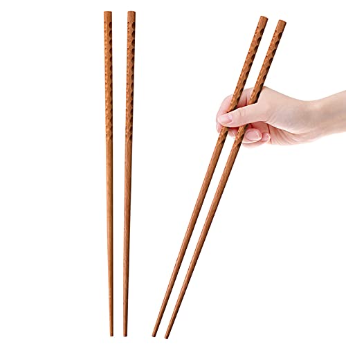 Rockhouse 16.5 Inches Cooking Chopsticks, 2 Pairs Wooden Long Chop Sticks Reusable for Noodles Frying Hotpot, Japanese Extra Long Anti-Slip Chopsticks - Image 1