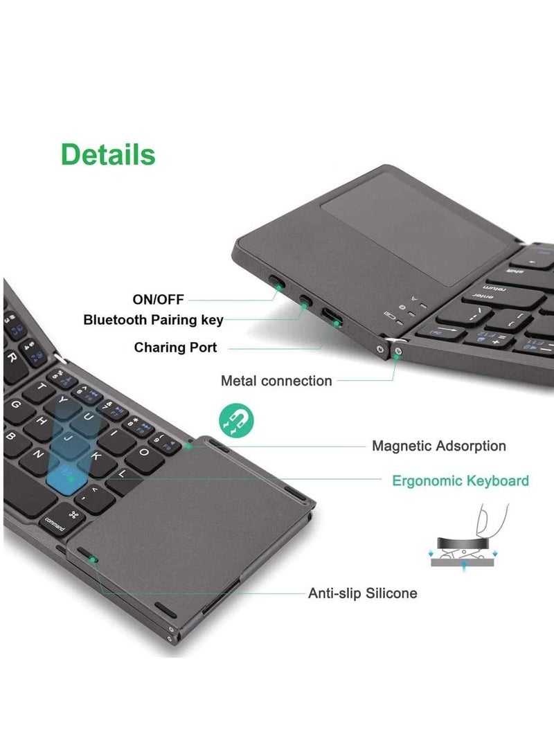 Wireless Foldable Keyboard With Touchpad Dark Grey - Image 2