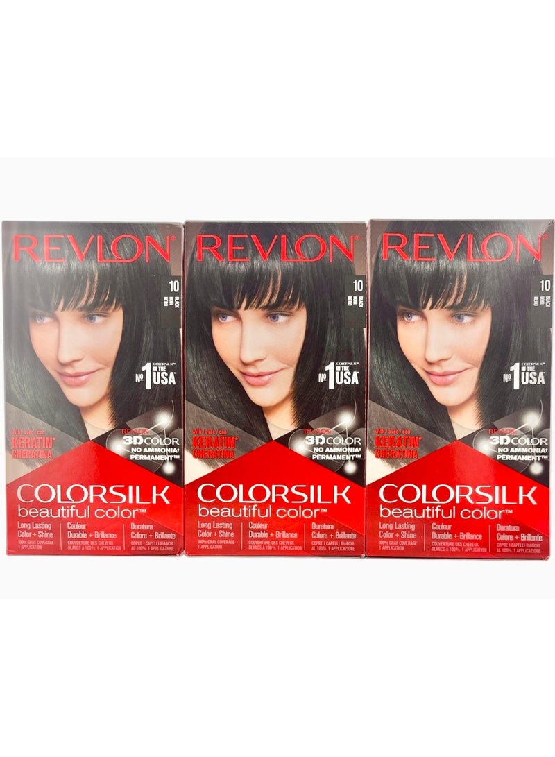 REVLON BLACK COLOR SILK BEAUTIFUL 10 X PACK OF 3 - Image 1
