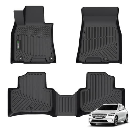 ANBINGO®-Floor Mats for Genesis GV70 2022 2023 2024 2025 (Not Fit Electrified GV70) All Weather TPE Fits Front& Rear Row Waterproof Car GV70 Floor Mats GV70 Accessories-Black - Image 1