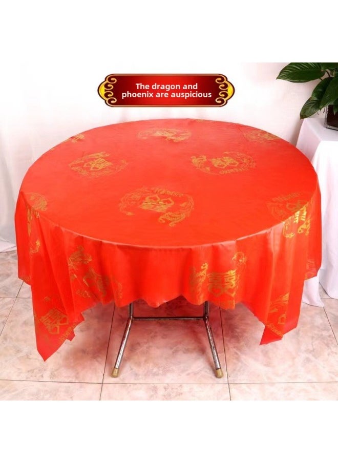Generic - Thickened Disposable Tablecloth Wedding Tablecloth Plastic Printing Wedding Supplies Birthday Party Festival Double Happiness Factory-Color:2.0 M Jin Xi  10-bag - Image 1