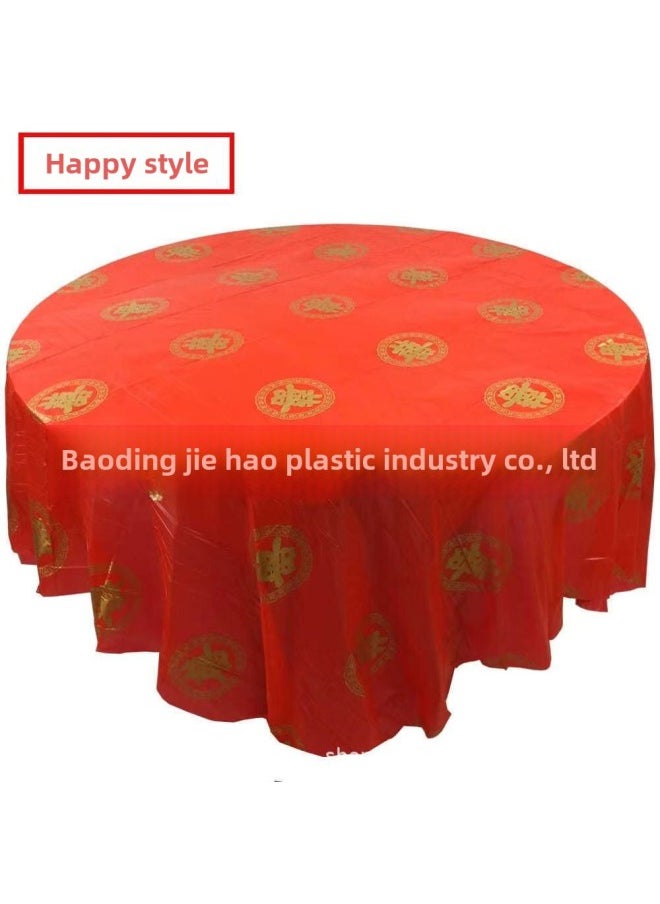 Generic - Thickened Disposable Tablecloth Wedding Tablecloth Plastic Printing Wedding Supplies Birthday Party Festival Double Happiness Factory-Color:2.0 M Jin Xi  10-bag - Image 1