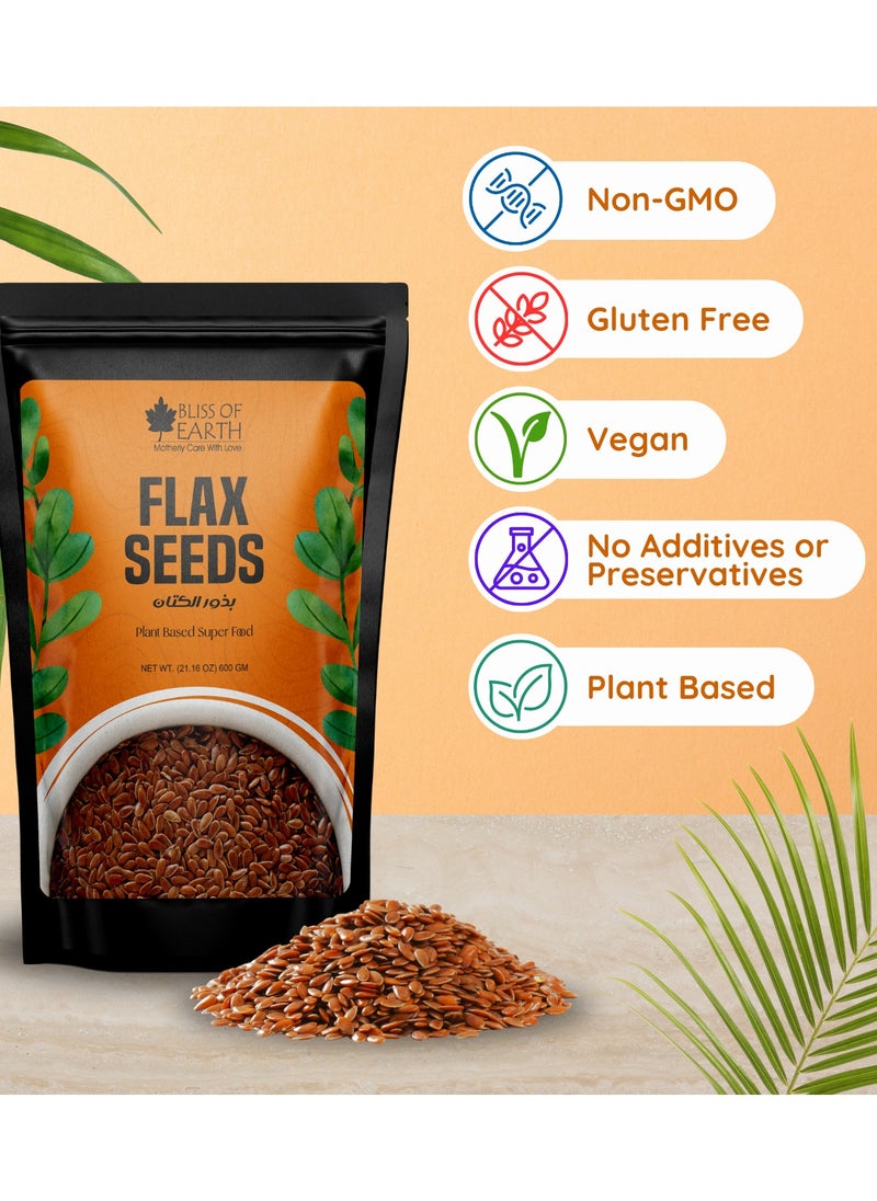 BLISS OF EARTH Flax Seeds Raw For Eating and Weight Loss Rich in Omega Healthy Diet 600g  - Image 3