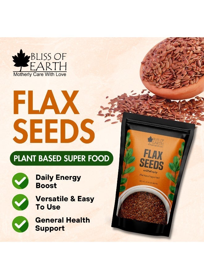 BLISS OF EARTH Raw Flax Seeds 600 g | Omega-3 Rich Superfood • High-Protein • Healthy and helps with Weight-Loss - Image 2