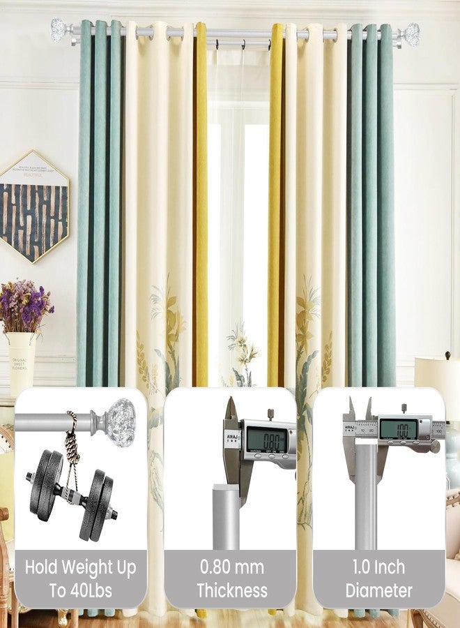 EQURROY Silver Double Curtain Rod for Windows 48 to 84 Inch: Double Window Treatment Curtain Rod Heavy Duty Adjustable from48 to 84 Inch - Silver Foil Resin Finials and Double Curtain Rod - Image 4