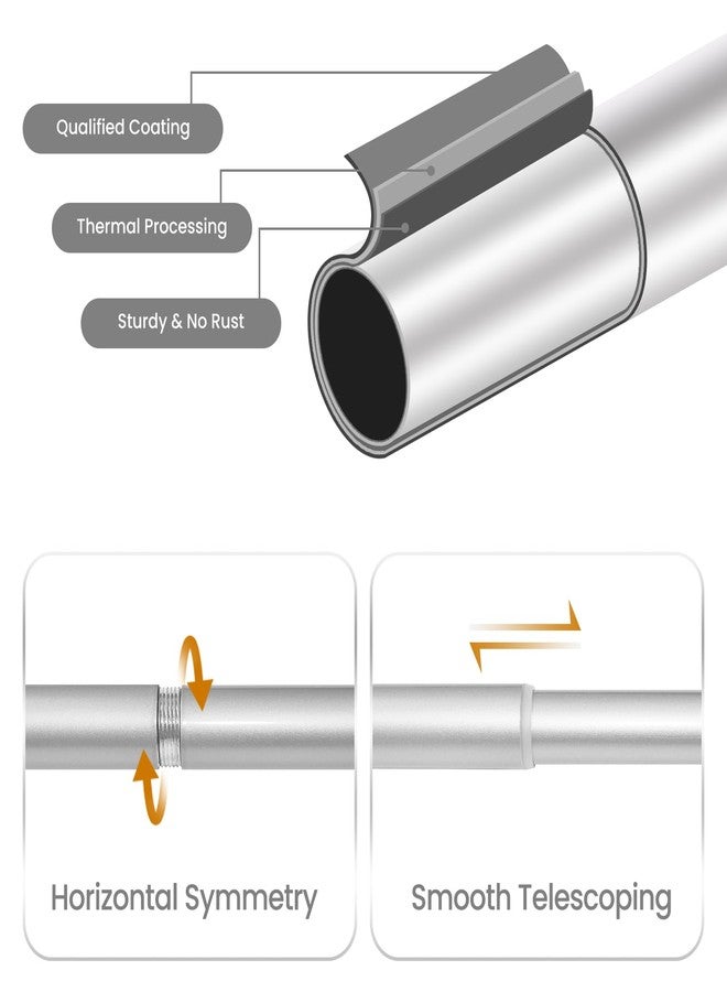 EQURROY Silver Double Curtain Rod for Windows 48 to 84 Inch: Double Window Treatment Curtain Rod Heavy Duty Adjustable from48 to 84 Inch - Silver Foil Resin Finials and Double Curtain Rod - Image 3