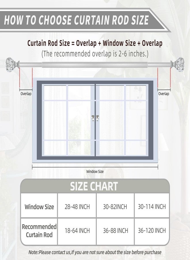 EQURROY Silver Double Curtain Rod for Windows 48 to 84 Inch: Double Window Treatment Curtain Rod Heavy Duty Adjustable from48 to 84 Inch - Silver Foil Resin Finials and Double Curtain Rod - Image 5